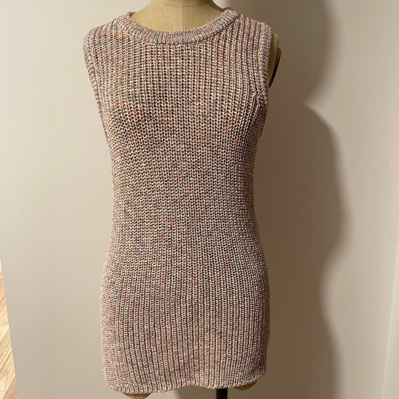 Ella Moss Sleeveless Knit Top Sweater Rosey Small Pink Long Vest Crewneck - Picture 1 of 12